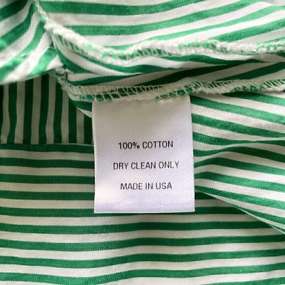 Pearl by Lela Rose Green White Stripe Cotton Dress Bow Tie Waist L - Picture 8 of 9